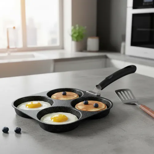 Frigideira 4 Cavidades Antiaderente Para Ovos Preto