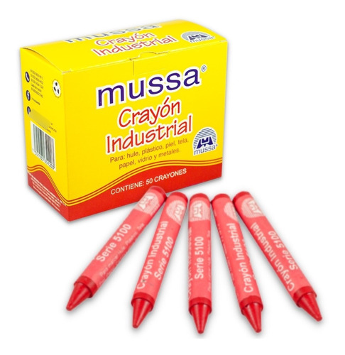 Crayón Industrial Hulero Caja C/ 50 Crayones Rojo Mussa