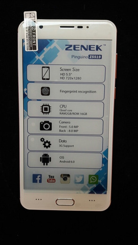 Zenek Pinguino Z5519 Detector Huella Android 6 Mem 16g Cam 8