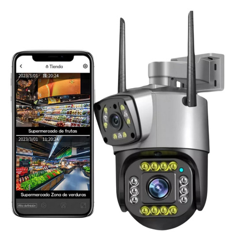 Cámara De Seguridad Ip De 6mp Con Wifi, Lente Dual, Alarma