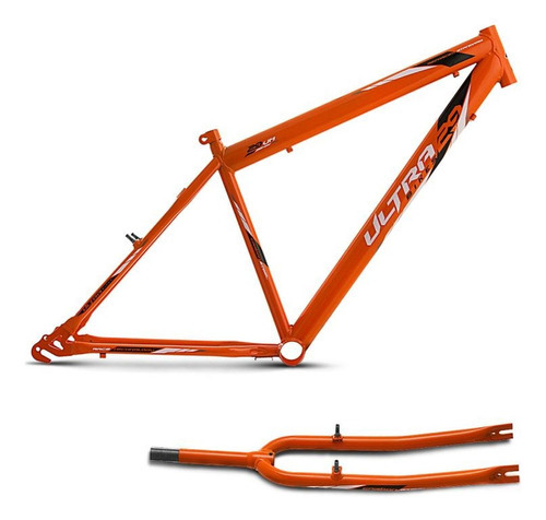 Quadro Garfo De Bicicleta Masculina Ultra Bike Aro 29 Aço Cor Laranja