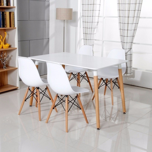 Sillas Eames Blancas Moderna Base Madera Pack X6 - Cuotas