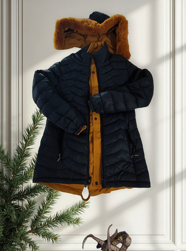 Parka Reversible Mujer Con Capucha Desmontable Y Abrigo