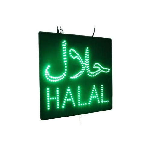 Letrero Halal Árabe E Inglés, Señalización, Neón L...