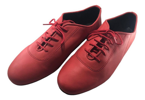 Zapato De Baile Tango Salsa Fiesta Rock Cuero Rojo Flexible