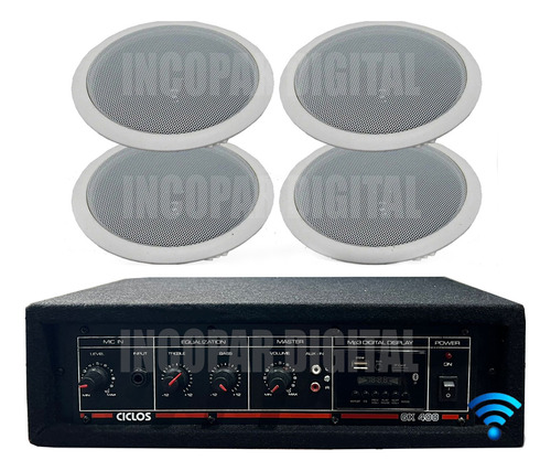 Combo Funcional Usb Bluetooh + 4 Parlantes De Embutir 6.5''
