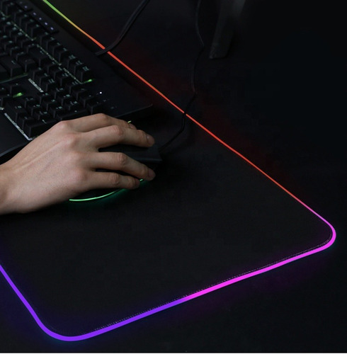 Mouse Pad Gamer Led Rgb Retroiluminado Usb 300x250x3mm Noga