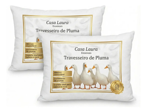 Casa Laura Enxovais kit 3 travesseiros macios brancos pluma de ganso sintético premium hipoalergênico eco sustentavel alto confortável