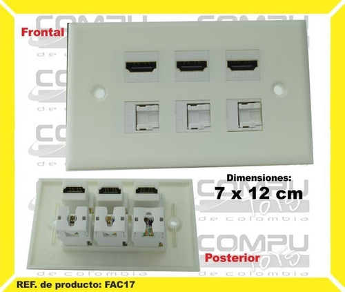 Faceplate Conexión Hd X3 Y Rj45 X3 Ref: Fac17 Computoys Sas