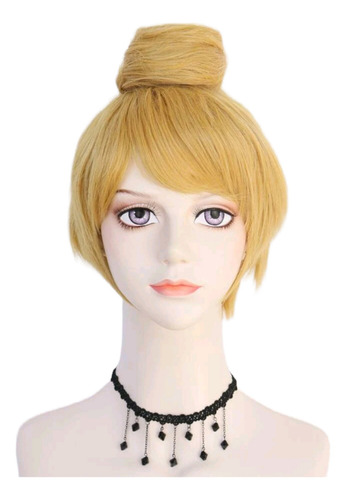 Peluca Dorada Para Tinkerbell Disfraz Campanita Cosplay Color Rubio Tamaño de la base unitalla