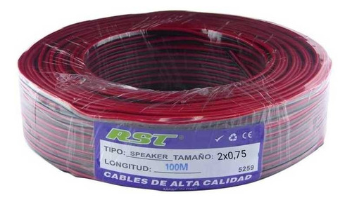 Cable Paralelo Rojo-negro Parlante 2x0.75mm 100mts + Envío