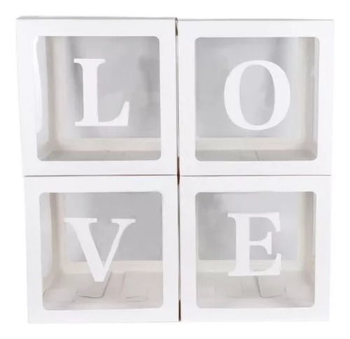 Set 4 Cajas  Con Letras Love, Caja Decorativa 30cm