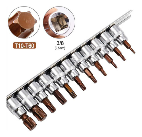 (b) Kit De Soquete Torx T10-t60 3/8 1/4 Star Chro