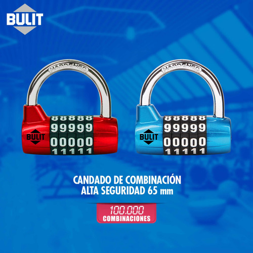 Candado De Aleación Bulit 10.000 Combinaciones 65mm Rojo