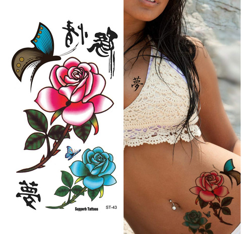 Supperb Tatuajes Temporales  rosa En Deam