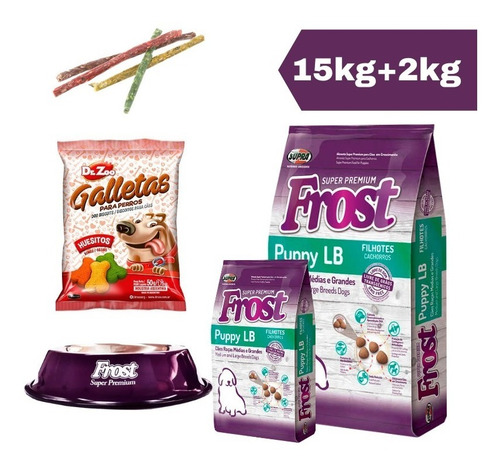 Imagen 1 de 2 de Frost Puppy Lb 17 Kg+ Plato + Snaks + Palitos + Envío Gratis