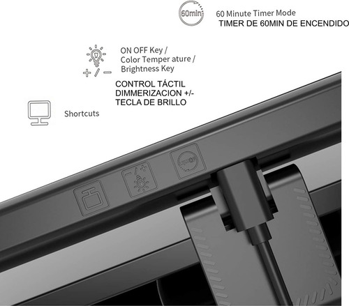 Imagen 6 de 7 de Lampara Para Portátil O Monitor Para Iluminar Teclado Grande