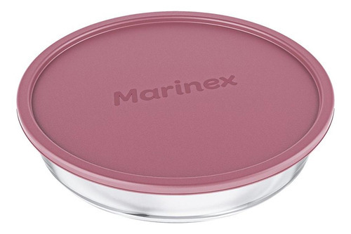Assadeira De Vidro Marinex Redonda 2,4l Com Tampa Rosa
