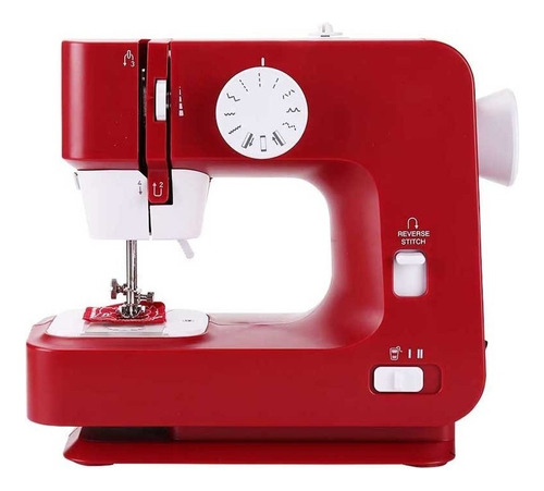 Máquina De Coser Electrica Pedal Profesional Modista Ropa Color Rojo