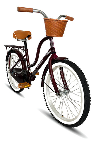 Bicicleta Infantil Urbana Retro Santorini Equipada Rodada 20 Color Rojo Vino