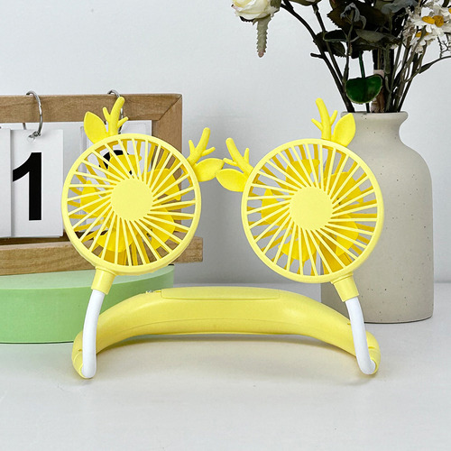 Mini Ventilador De Cuello Portátil CM-TOP FS318 Silencioso Usb Recargable Cantidad De Aspas 5 Estructura Amarillo