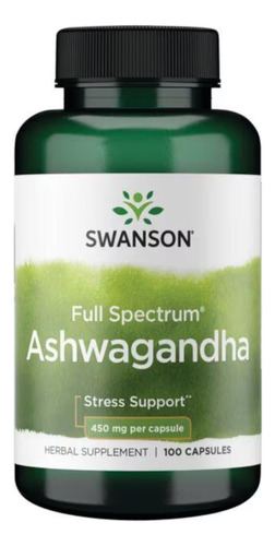 Swanson Full Spectrum Ashwagandha Adaptogeno Natural Americano Alivia Estres Stress Potente 100 Capsulas