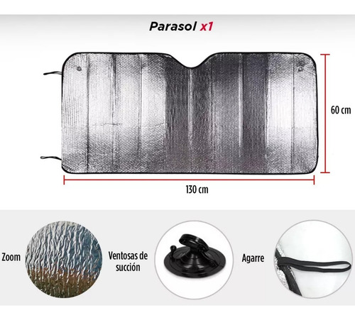 Cortina Plegable Tapasol Auto 150 X 60 Refuerzo Aluminio