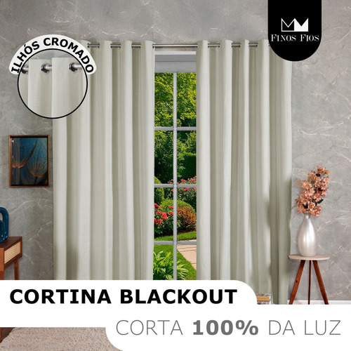 Cortina Blackout 100% Em Tecido + Pvc 4,00m X 2,70m Palha