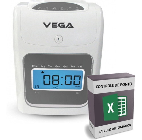 Relógio De Ponto Vega + 100 Cartões De Ponto + Nf + Garantia
