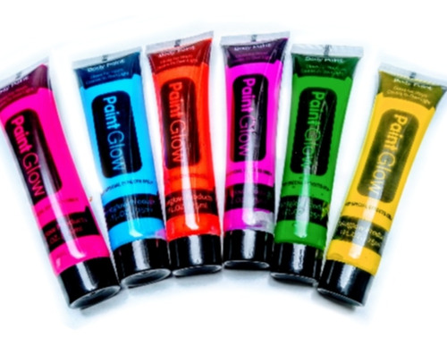 Caja Con 24 Pinturas Neon Base Agua Lavable Body Paint