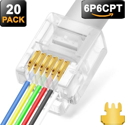 Necables 20 Paquete Conector De Paso Rj11/rj12 Enchufe Modul