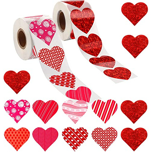 1000 Pcs Pegatinas De Corazón Del Día De San Valentín Rollo 
