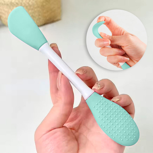 Cepillo Facial 2 En 1 Diler Cerdas De Silicón Para Limpieza Y Espátula Aplicadora De Mascarillas Cremas Sérums Skincare Diario Reutilizable Y Suave Con Todo Tipo De Piel Color Aqua