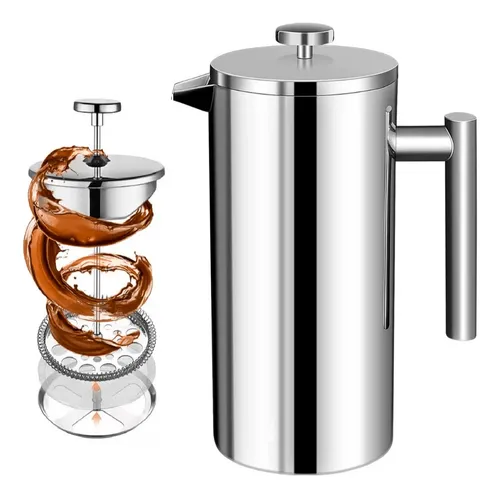 comprar Cafetera Prensa Francesa Aluminio Embolo 1 Litro Doble Pared