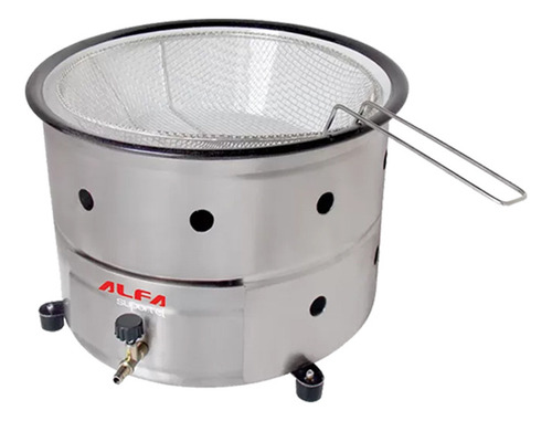 Fritadeira Gás Com Tacho 7 L Pastel Batata Frita Salgados Cor Prateado