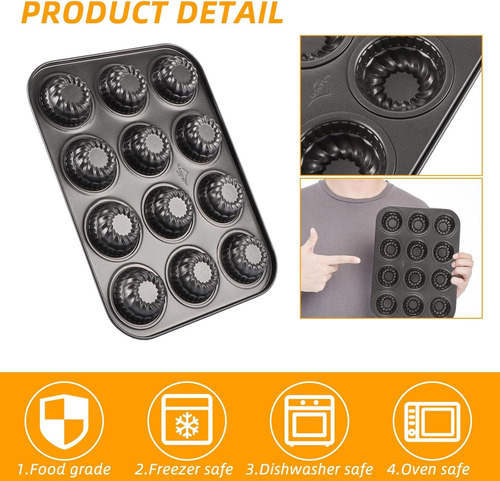Molde Charola Para 12 Cupcakes Panques Muffin Antiadherente Gris