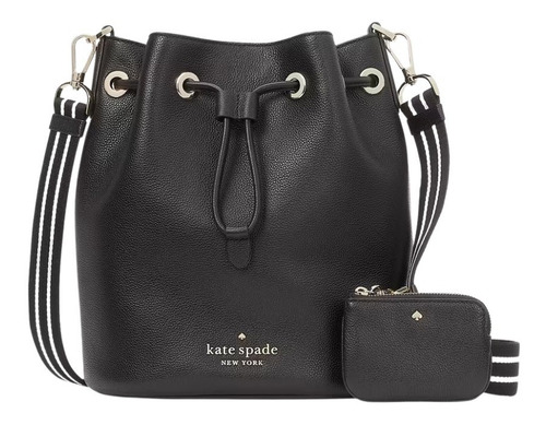 Bolsa Kate Spade Rosie Bucket Bag Pebbled Leather Acabado de los herrajes Plateado Color Negro Color de la correa de hombro Negro Diseño de la tela Liso