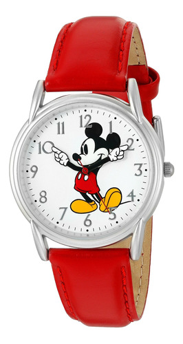Reloj Mujer Disney W002753 Cuarzo Pulso Rojo En Cuero