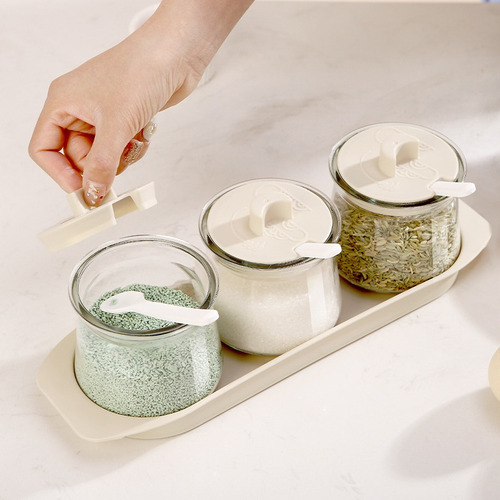 Juego De Tarros De Especias De Vidrio For Cocina De 3 Piezas