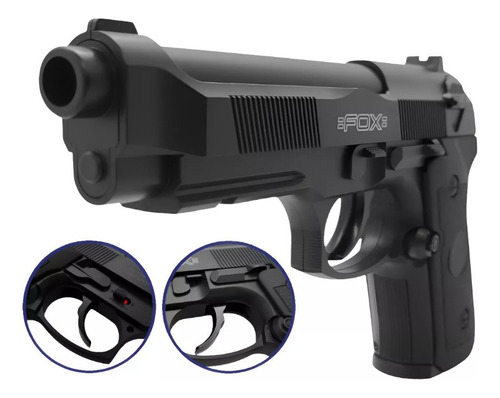 Pistola Co2 Fox Replica Beretta 92 Semi Automatica + Funda Negro 4.5 Mm