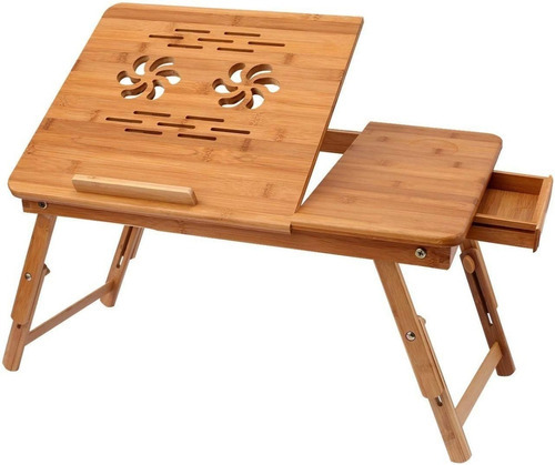 Mesa Laptop Bambú Madera Enfriadora Ventilador Portátil 