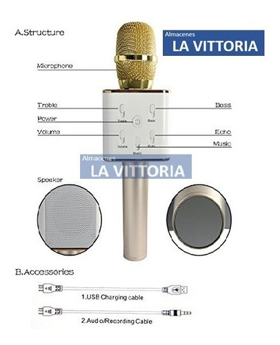 Imagen 2 de 2 de Microfono Inalambrico Karaoke Bluetooth Q7