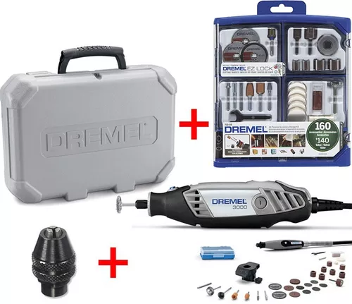 Combo Minitorno Dremel 3000 +30acc Originales + Eje Flexible + Guia Lijar  Esmerilar + Maletin + Set160pzs + Mandril 4486