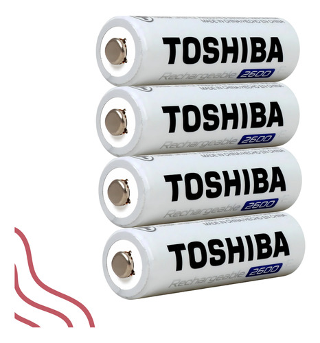 Kit C/12 Pilhas Recarregáveis Aa 2600 Mah Toshiba 2a Normal