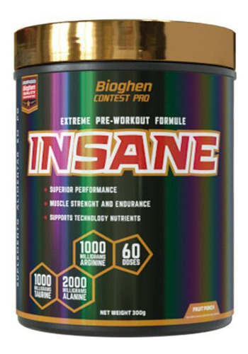 Pré Treino Insane Fruit Punch 300g - Bioghen