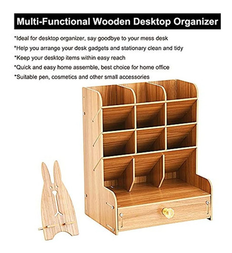 Organizador De Escritorio De Madera Marbrasse, Multifunciona