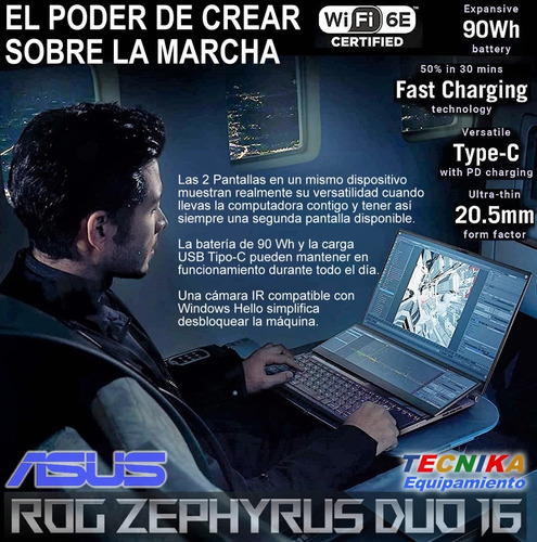 Imagen 4 de 8 de Asus Rog Zephyrus Duo 16 Gx650 R7-6800h Rtx3060 16gb 1tb