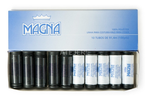 Imagen 6 de 8 de Hilo De Poliester 410 Magna X 10 Bobinas Blanco Y Negro