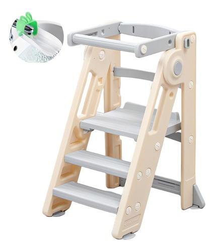 Torre De Aprendizaje Montessori Ajustable Para Niños Gris