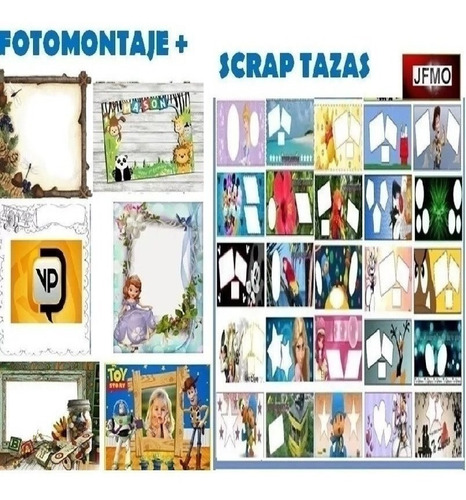 Kits Fotomontajes Sublimacion Scrap Tazas Diseños Cdr Eps Ai